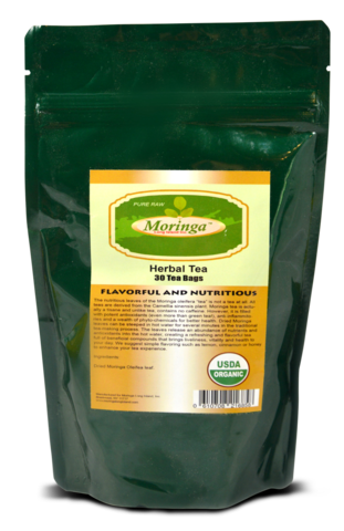 Moringa 30 Dip Tea bags for wholesale. Cases of 6 Packs and 12 Packs